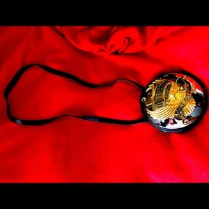 Harley Davidson gold plated black leather purse